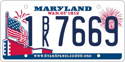MD license plate 1BK7669