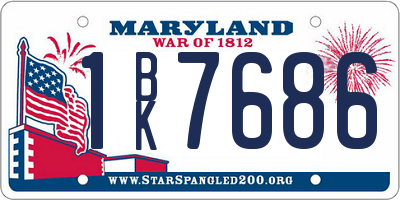MD license plate 1BK7686