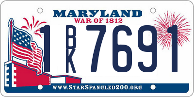 MD license plate 1BK7691
