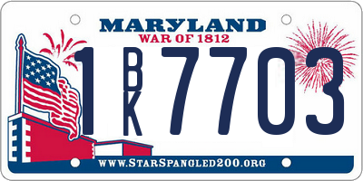 MD license plate 1BK7703