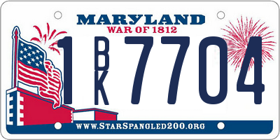 MD license plate 1BK7704