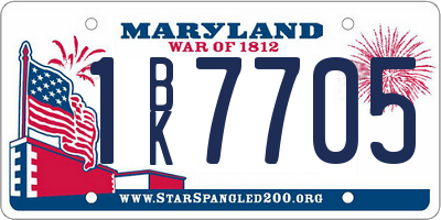 MD license plate 1BK7705