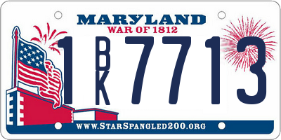 MD license plate 1BK7713