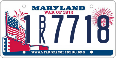 MD license plate 1BK7718