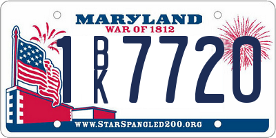 MD license plate 1BK7720