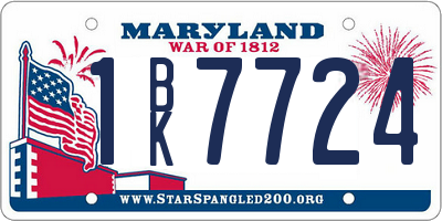 MD license plate 1BK7724