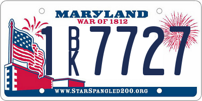 MD license plate 1BK7727