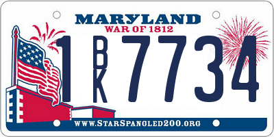 MD license plate 1BK7734
