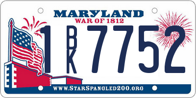 MD license plate 1BK7752