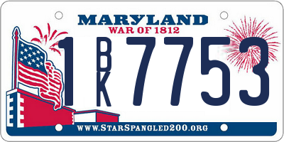 MD license plate 1BK7753