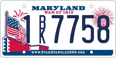 MD license plate 1BK7758