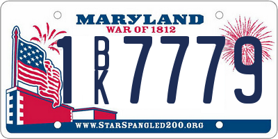 MD license plate 1BK7779