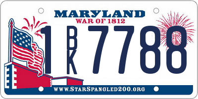MD license plate 1BK7788