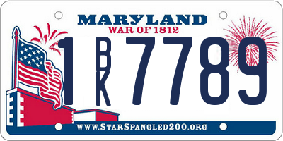 MD license plate 1BK7789