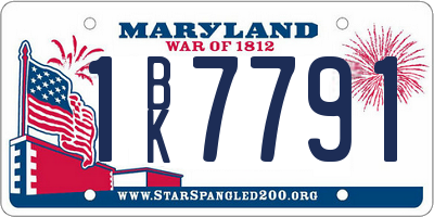 MD license plate 1BK7791