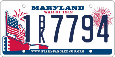 MD license plate 1BK7794