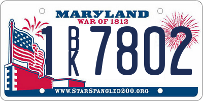 MD license plate 1BK7802
