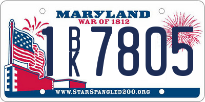 MD license plate 1BK7805