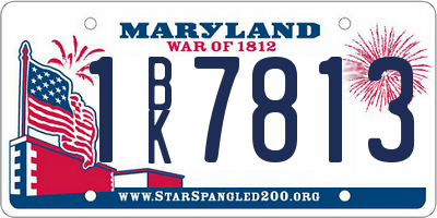 MD license plate 1BK7813
