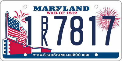 MD license plate 1BK7817