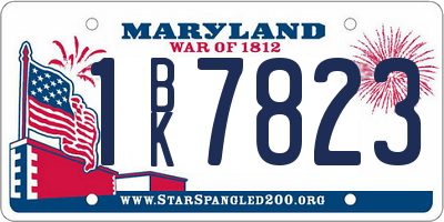 MD license plate 1BK7823