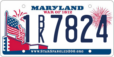 MD license plate 1BK7824