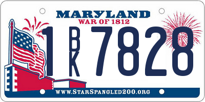 MD license plate 1BK7828