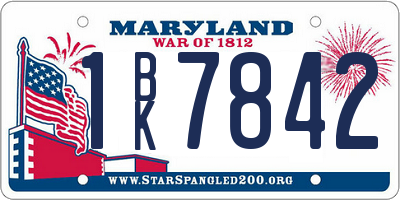 MD license plate 1BK7842