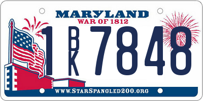 MD license plate 1BK7848