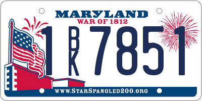 MD license plate 1BK7851