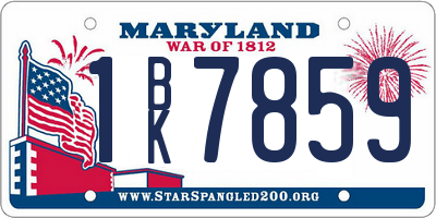 MD license plate 1BK7859