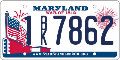 MD license plate 1BK7862