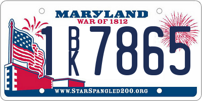 MD license plate 1BK7865
