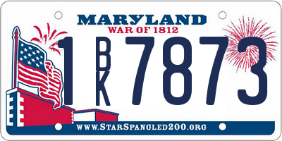 MD license plate 1BK7873