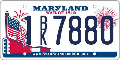 MD license plate 1BK7880