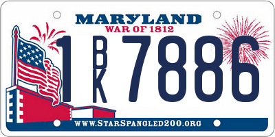 MD license plate 1BK7886