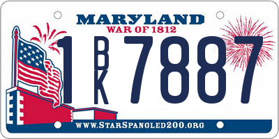 MD license plate 1BK7887