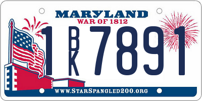 MD license plate 1BK7891