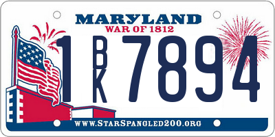 MD license plate 1BK7894