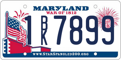 MD license plate 1BK7899