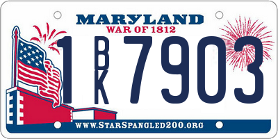 MD license plate 1BK7903
