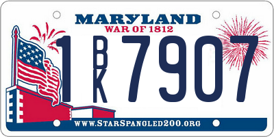 MD license plate 1BK7907