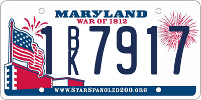 MD license plate 1BK7917