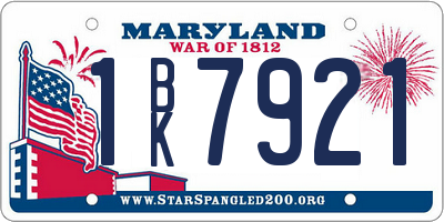 MD license plate 1BK7921