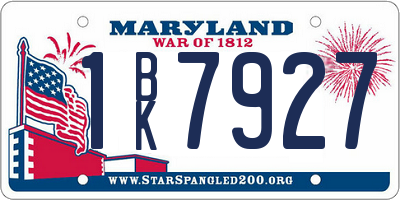 MD license plate 1BK7927