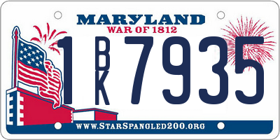 MD license plate 1BK7935