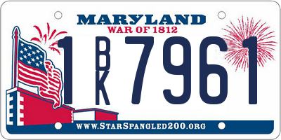 MD license plate 1BK7961