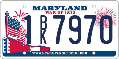 MD license plate 1BK7970