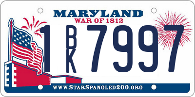 MD license plate 1BK7997
