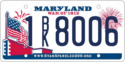 MD license plate 1BK8006